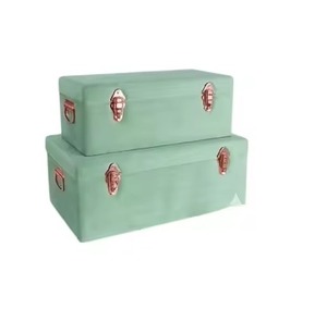กล่องเก็บของกำมะหยี่สีเบอร์กันดี ชุดกล่องเก็บของโลหะชุบสังกะสีตกแต่งพร้อมฮาร์ดแวร์สีโรสโกลด์ - Product Image 4
