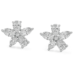 Boucles d'oreilles Fleurette avec diamants de laboratoire de forme poire et marquise - Product Image 4