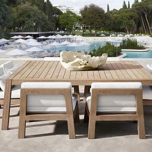 <b>Dining</b> <b>Set</b> OEM ODM Custom Wood/ Aluminum Frame + Size + Cushion Color Outdoor Solid Wood Weather-Resistant Vietnam 6 Seat Modern - Product Image 4