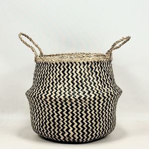 Handmade Belly <b>Basket</b> Woven Seagrass Storage <b>Basket</b> <b>Foldable</b> Laundry <b>Basket</b> for Home Nursery Plant Decor - Product Image 1