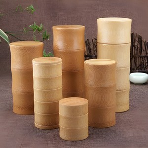 Bamboo tube box for sale <b>tea</b> <b>matcha</b> spice jar canister natural lidded tubes teaware accessories - Product Image 6