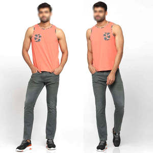 เสื้อกล้ามทรงเข้ารูปคุณภาพสูงสำหรับผู้ชายผ้าฝ้าย 100% คอกลม แห้งเร็ว น้ำหนักเบา เหมาะสำหรับออกกำลังกาย สีส้ม - Product Image 6