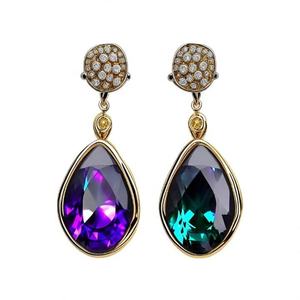 Boucles d'oreilles pendantes en argent sterling 92.5 faites à la main Améthyste bleue Hydro Faceted Poire Shape Fashion Drop Style - Product Image 5