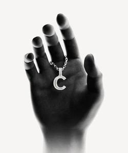 <b>Iced</b> <b>Out</b> Letter C Moissanite Pendant With Baguette Cut Channel Setting 925 Silver <b>Chain</b> Unisex Everyday Wear Pendant - Product Image 3