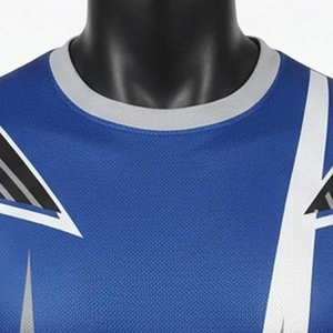 Camiseta de Manga Corta con Cuello Redondo y Estampado Geométrico Azul para Hombre, de Secado Rápido, Tejido de Punto, Corte Ajustado, Estilo Deportivo - Product Image 6