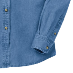   Chemise en jean boutonnée bleu clair à manches longues avec lettres brodées, chemise en jean décontractée à col pour femme - Product Image 5