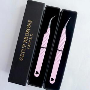 แหนบติดขนตา Getup Brosons Impex ทนทาน ขนาด 10 มม. สีชมพูเคลือบสแตนเลสสตีล ปลายโค้งแม่นยำ พร้อมกล่องลายหัวใจ - Product Image 6