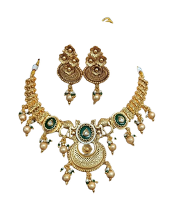 Conjunto de collar antiguo dorado KN 5097 TO - Product Image 3