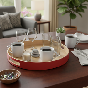 Bandeja de Servir de Bambú Hilado con Logotipo Personalizado, Bandeja Ecológica de Bambú Hilado con Asas para Cocina, Comedor y Servicio de Alimentos - Product Image 4