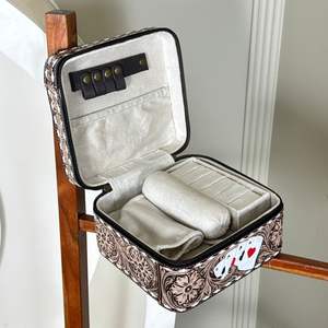 New Trendy Pink Genuine Cow Leather Jewelry Organizer <b>Box</b> Premium Hand Tooled Square Shape <b>Large</b> Capacity Travel Storage Case - Product Image 6