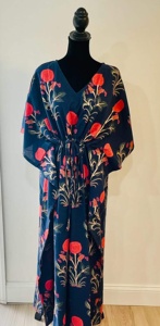 Caftán Indio Hecho a Mano de Algodón, Vestido Largo de Playa Estilo Boho con Estampado Floral, Vestido Largo Maxi de Algodón Puro Suave, Ropa de Dormir - Product Image 2