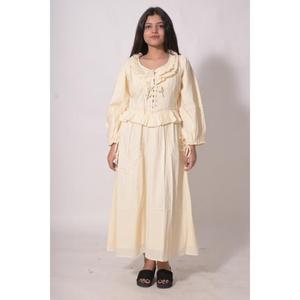 Vestido Maxi 100% Algodón, Diseño Artesanal con Volantes, Ecológico, Lavable, para Uso Diario, Estilo Boho, Cintura Natural, Verano - Product Image 4