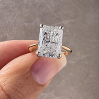 Bague de fiançailles solitaire en or massif 14 carats avec moissanite taille radiant de luxe 4 carats, bijoux fins en gros