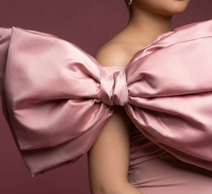 Vestido de Maternidad Recto con Lazo Grande |   Vestido Midi Glamuroso para Baby Shower, Color Sólido, Estilo Primavera |   Moño Decorativo de Satén Elástico Premium para Sesiones Fotográficas - Product Image 2