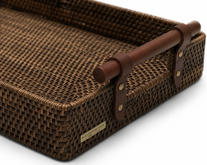 Bandeja de Servir de Bambú Tejida a Mano de Primera Calidad con Asas, Cesta de Servir Decorativa Rectangular Estilo Ratán para Cocina y Hogar - Product Image 4
