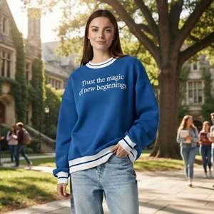 เสื้อสเวตเชิ้ตคอกลมทรงโอเวอร์ไซส์ ผ้าฟลีซคุณภาพสูงสำหรับผู้หญิง สวมใส่ได้ทุกวัน พร้อมปักโลโก้ตามสั่ง แบบคอเต่าทรงโอเวอร์ไซส์ - Product Image 1