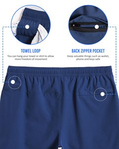 Men's Solid Blue Quick Dry Board Shorts With Drawstring Waist And Pockets Casual Sport Style Short Shorts - Product Image 4