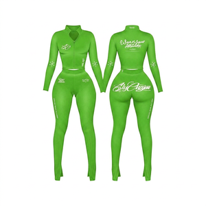 Chándal azul de manga larga con cremallera para mujer, con estampado por sublimación y tejido de punto transpirable para uso en verano. - Product Image 2