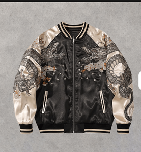 Luxury 420GSM Heavyweight Souvenir Jacket Black Beige Varsity Style Bomber Jacket <b>Men</b> Streetwear Casual Autumn Zipper Closure - Product Image 2