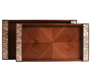 Bandeja de servicio de nácar de madera rectangular grande de diseño superior de lujo, vajilla de calidad de la India al mejor precio - Product Image 4