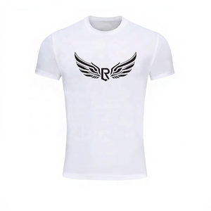 T-shirt blanc à manches courtes pour homme avec logo noir, col rond, design imprimé, coupe classique - Product Image 1