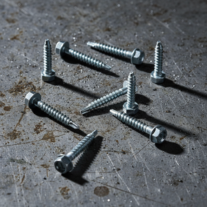 <b>Galvanized</b> Self Tapping Hex Washer Head <b>Screws</b> - Class 4.8 6.8 Coarse Thread Carbon Steel - Product Image 1