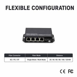 Convertisseur Optique Gigabit 4 Canaux Indépendants 1 SC vers 4 Ports RJ45 20KM Fibre Unique Isolation VLAN Convertisseur de Média Réseau Fibre Optique - Product Image 3