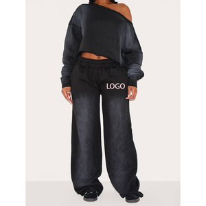 Pantalon de survêtement vintage 380 GSM pour femme, coupe large, taille haute, style jogging, grandes tailles, vente en gros - Product Image 4