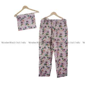 Ensemble de pyjama 3 pièces en coton 100 % naturel pour femme, style vintage, chemise d'été, avec boutons et dentelle florale, tenue de nuit confortable, rangement inclus - Product Image 3