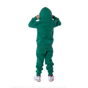 Conjunto Deportivo Informal Unisex para Niños, Sudadera con Capucha Negra y Pantalones Deportivos, Manga Larga, Color Sólido, con Cierre de Cordón y Bolsillos Laterales - Product Image 2