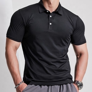 Polo de haute qualité avec impression personnalisée du logo, t-shirt de sport et de fitness à manches courtes, polo de golf uni pour homme en vente - Product Image 3