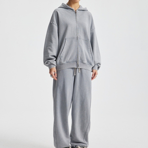 Survêtement d'hiver pour homme en coton 100% de qualité supérieure, style streetwear délavé à l'acide, respirant, séchage rapide, léger, anti-bactérien, en molleton - Product Image 2