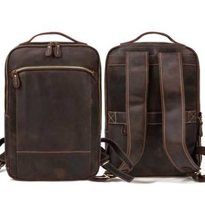 Vintage Genuine Leather 15.6 inch Laptop <b>Backpack</b> <b>Waterproof</b> Travel Rucksack with Anti-Theft Pocket LBP-0303 - Product Image 1