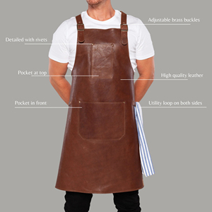 Delantal de cuero, delantal para barbacoa, delantal de cocina ajustable, delantal de cuero para peluquería, delantal de cuero para uso profesional - Product Image 4