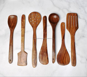 Ustensiles en bois de manguier sculpté TraditionTouch, ensemble de 3 ou 6 pièces, outils de cuisine faits à la main, manche floral, cuillère de cuisine traditionnelle, cadeau - Product Image 6