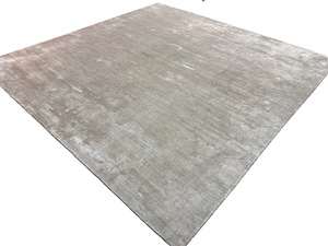 Handwoven Greige Silk –Modern Minimalist Rug - Product Image 1