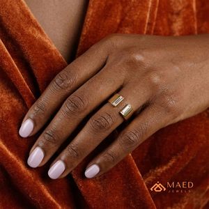 Moissanite <b>Ring</b> Baguette Cut Open Bands Gold Plated 925 Sterling <b>Silver</b> <b>Statement</b> <b>Ring</b> Miami Chicago Fine Jewelry Modern Designs - Product Image 5