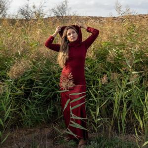 Vestido Maxi Gótico Élfico Bohemio con Capucha, Estilo Campesino, Ligero y Fluido, Atuendo Bohemio de Verano, Vestido para Sesión de Fotos - Product Image 2