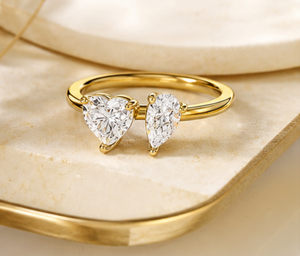 Anillo Toi Et Moi con Diamante Cultivado en Laboratorio con Corte Corazón, Oro de 14K con Baño de Rodio, Certificado IGI, Elegante y Minimalista, para Compromiso o Boda - Product Image 1