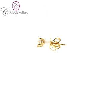 ต่างหูเม็ดเดี่ยวประดับเพชรแบบคลาสสิก18K สีเหลืองทองและเจ้าหญิงแท้แบบเรียบง่าย - Product Image 2