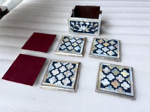 Posavasos de Concha Elegantes y de Lujo en Oferta, Posavasos Pulidos con Incrustaciones de Madreperla para Mesa de Comedor, Juego de Posavasos para Decoración de Bodas - Product Image 3