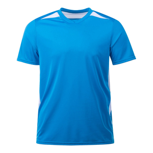 Camiseta de Fútbol para Hombre, Cuello en V, Azul, Manga Corta, Absorbe la Humedad, 100% Poliéster, Corte Regular, Todas las Temporadas, 140 g/m² - Product Image 1