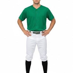 <b>Men's</b> Green Baseball Jersey With <b>White</b> Pants Breathable Polyester Baseball Uniform Set Adult Size - Product Image 1
