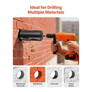 Punta diamantata per carotaggio a secco da 4-1/2 pollici di diametro, profondità di foratura 9-1/2, filettatura interna 5/8-11, 3 adattatori, per muratura e cemento - Product Image 4