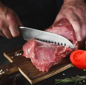Wholesale PRESTIGE BLADES Customized <b>Kitchen</b> Chef <b>Knife</b> Handmade Carbon Steel Blade Ambidextrous Wooden Handle Sheath Brushed - Product Image 4