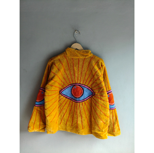 เสื้อแจ็คเก็ตเทอร์รี่สีเหลือง ปักลายตาและลายเรขาคณิต คอตั้ง แขนยาว เหมาะสำหรับใส่ในฤดูใบไม้ผลิ ของขวัญสำหรับเธอ - Product Image 6