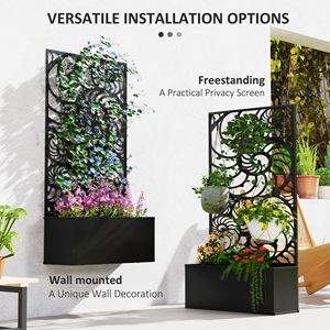 "Rusted Wood <b>Trellis</b> Garden Bed for Climbing Plants Freestanding Patio <b>Flower</b> Planter Box 110lbs Black" - Product Image 5