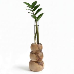 Stacked Handmade Modern Minimalist Wooden Floor <b>Vase</b> for Home Decor - Product Image 1