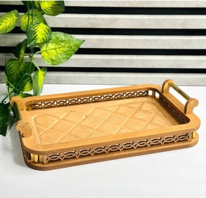 Bandeja Decorativa de Madera Grabada de Lujo con Acabado Pulido de 1 cm de Grosor, Apta para Lavavajillas, para Mesa de Centro, Cestas de Regalo, Utensilios para Bebidas - Product Image 3