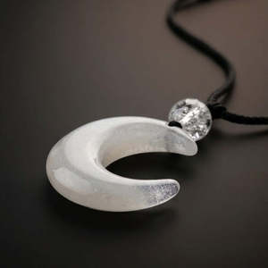 Moonara White 26mm <b>Jade</b> Pendant <b>Necklace</b> with Adjustable Pure Leather Cord for <b>Men</b> - Product Image 5
